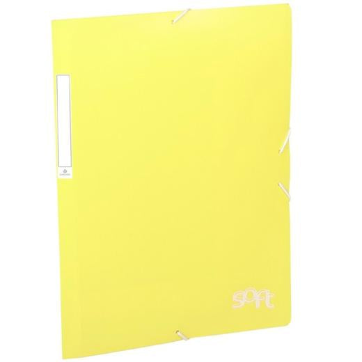 Classeur à rabats, format A4, avec blocs élastiques, polypropylène souple, jaune pastel