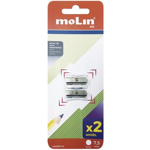 Apontador de lápis Molin, 1 furo, blister em metal, 2U