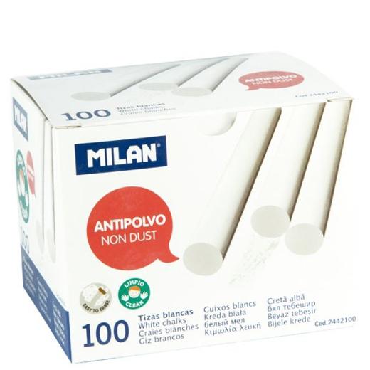 MILAN TIZAS BLANCAS ANTIPOLVO CARBONATO CÁLCICO CAJA 100 - Prinkweb