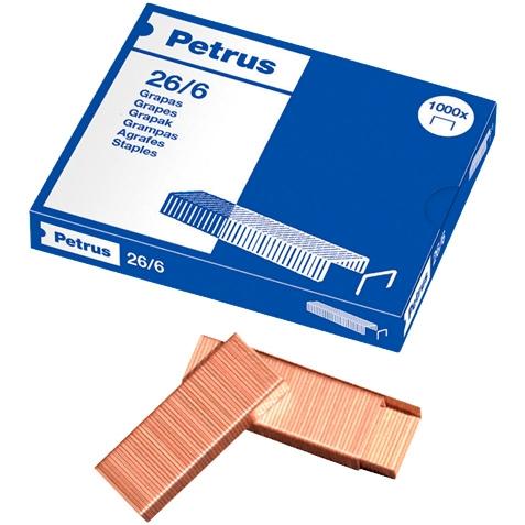 Boîte de 1000 agrafes PETRUS 26/6 plaquées cuivre