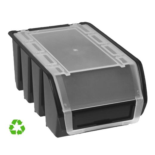 Tiroir durable Archive 2000 0,9 L avec couvercle empilable et emboîtable 160 x 115 x 75 mm PP recyclé noir