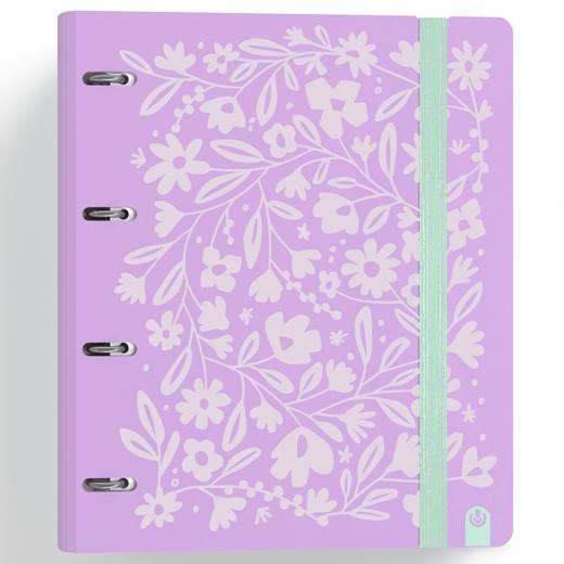 Classeur à anneaux 4 x 35 mm, 360 pochettes, 100 feuilles, 90 g/m², 4 intercalaires rigides en mousse PP, violet