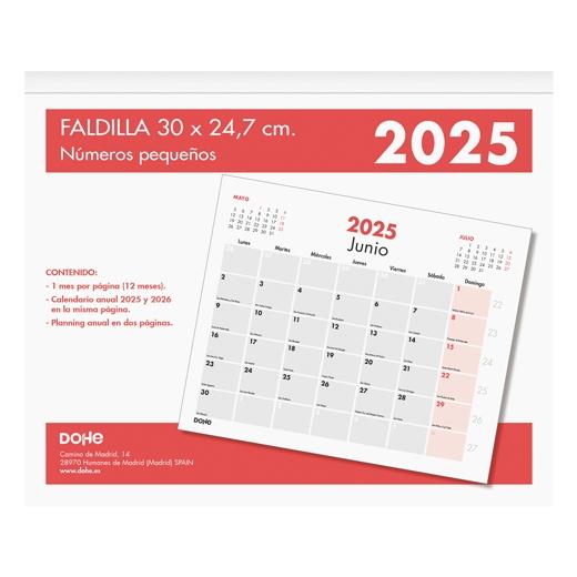 Calendrier de bureau/carte DOHE 30 x 24,7 cm, petits chiffres 2025