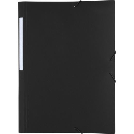 GRAFOPLÁS POLIGRAF - CLASSEUR ÉLASTIQUE À 3 RABATS, FORMAT A4, NOIR OPAQUE PP