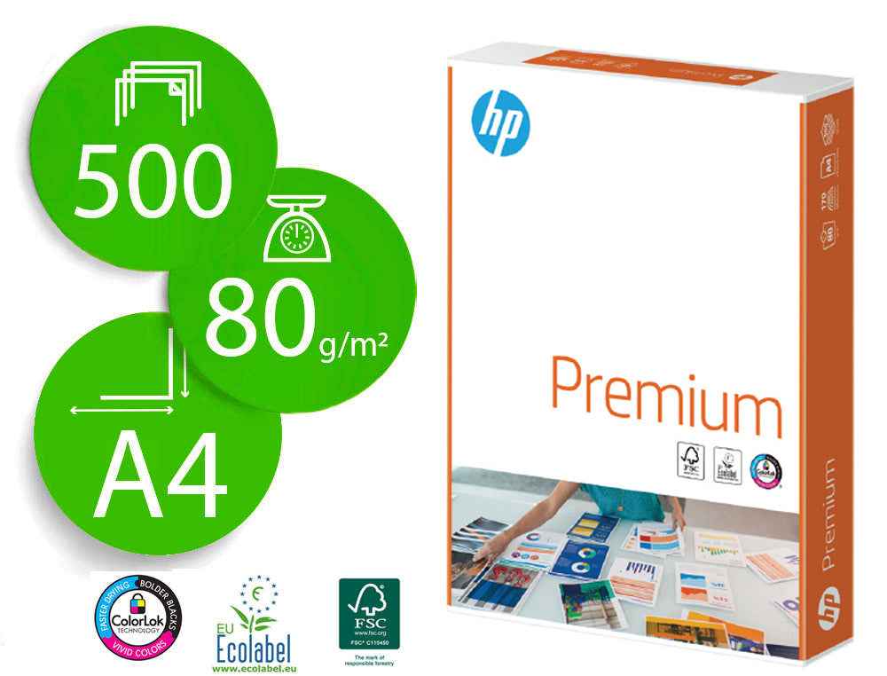 HP Premium Papel A4 80gr 210x297mm (500 Hojas) Blanco  - Cantidad: 5
